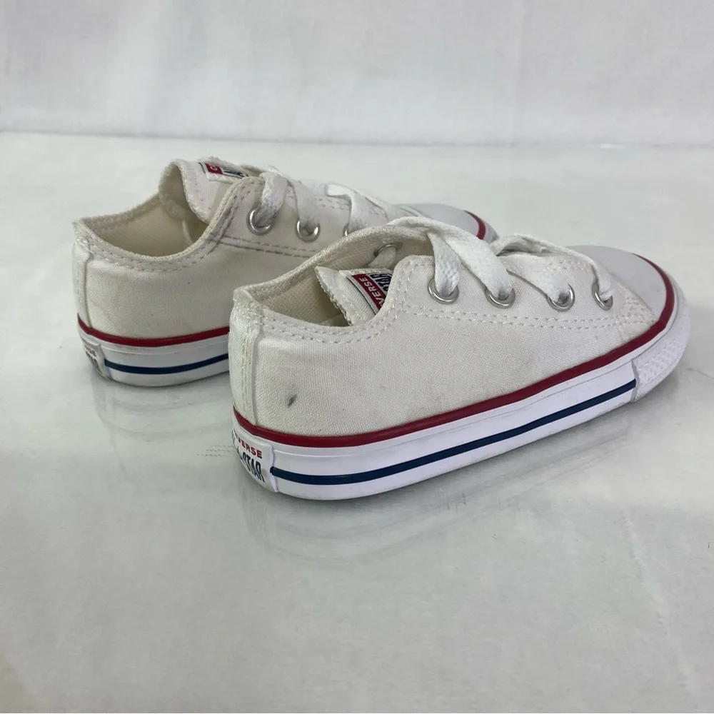 Converse All Star Toddler Infant Low Top Sneakers White Canvas Size 7 J256_7